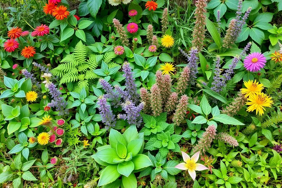 Jardim com plantas medicinais saudáveis