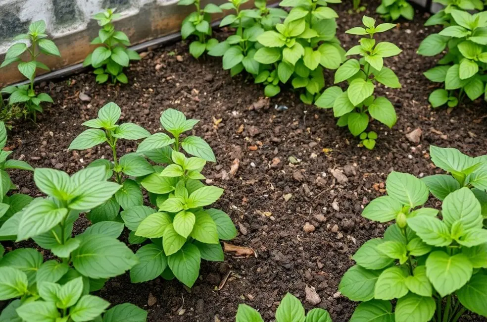 Jardim vibrante saudável, demonstrando os benefícios da compostagem.
