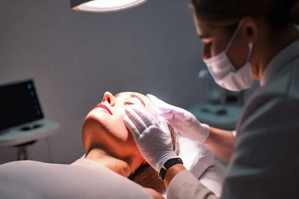 Tratamento de radiofrequência sendo aplicado em uma sessão estética.