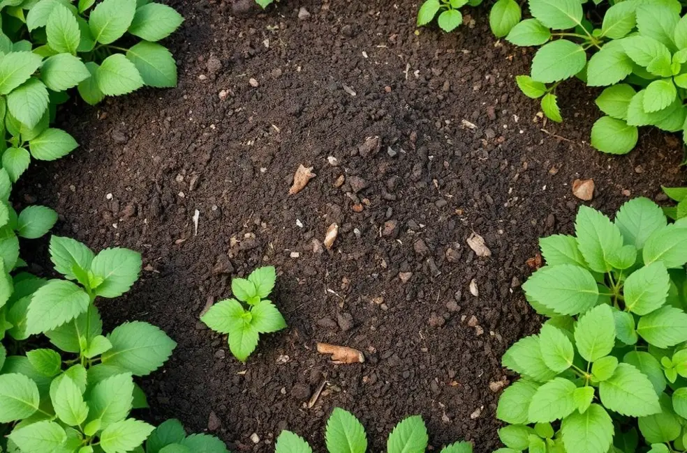 Montinho de compostagem saudável com solo enriquecido