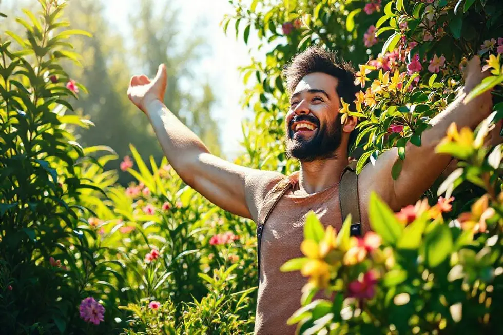 Estilo de vida saudável masculino com ênfase em elementos naturais